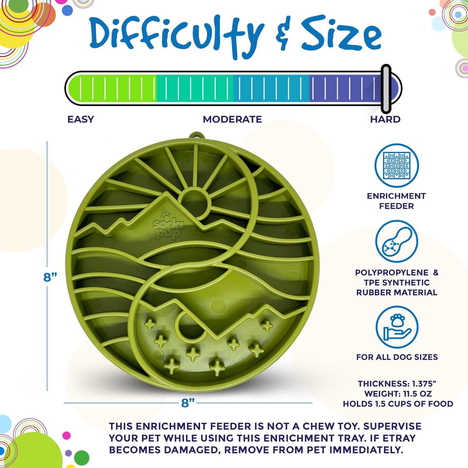 Sun and Moon Shallow Slow Feeder Dog Bowl for Enrichment