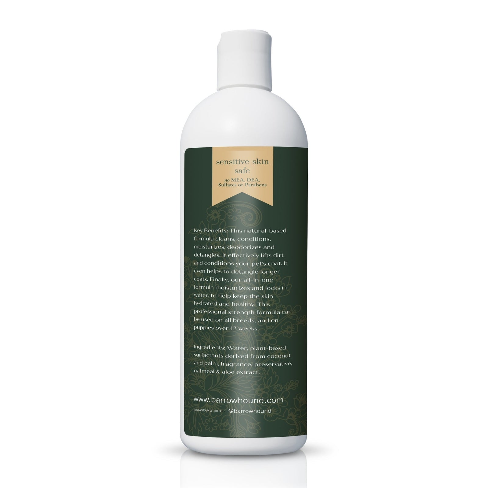 Barrow & Hound 5-in-1 Dog Shampoo – Cleans, Conditions, Deodorizes, Moisturizes & Detangles – Coconut, Oatmeal & Aloe for Sensitive Skin, 16 fl oz