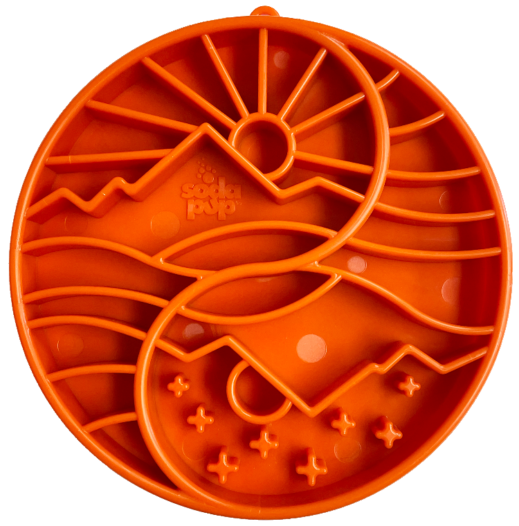 Sun and Moon Shallow Slow Feeder Dog Bowl for Enrichment