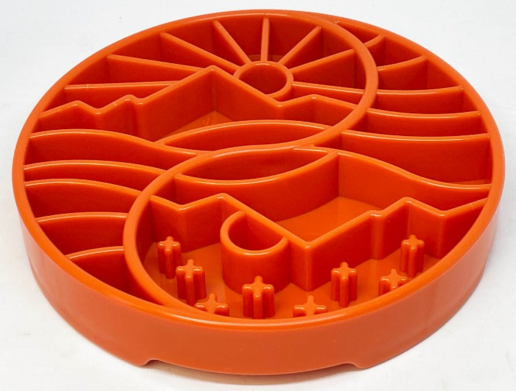 Sun and Moon Shallow Slow Feeder Dog Bowl for Enrichment