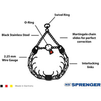 Herm Sprenger Black Stainless Steel Prong Dog Training Collar with Swivel - Sierra Canine Supply